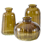 Amber Glass Bud Vases – Set of 3