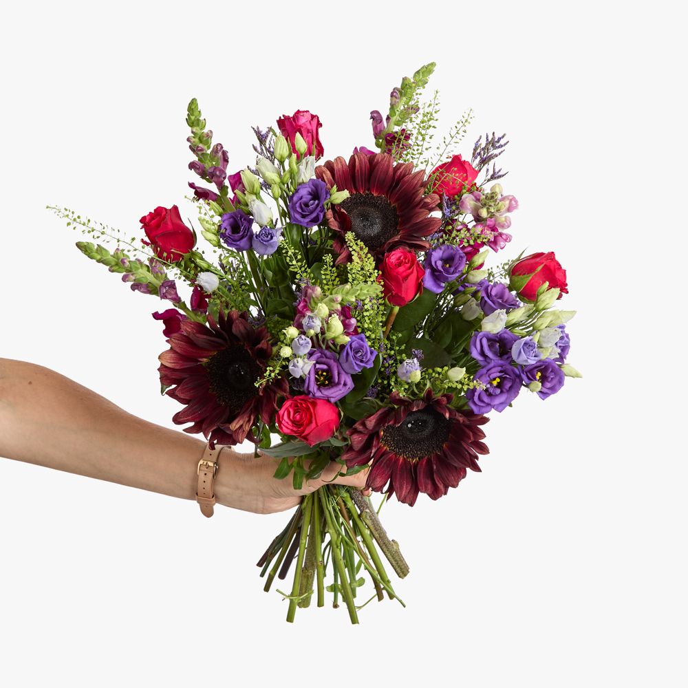 Red Sunflowers, Roses, Antirrhinum, Lisianthus, Limonium and Greenbell.jpeg