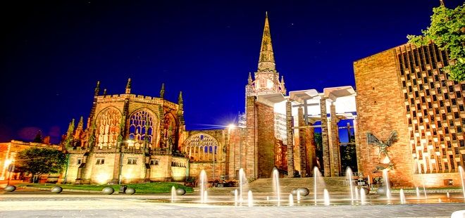 Known for its ruined medieval cathedral and the contemporary replacement alongside it, Coventry is famous for having risen from the ashes of the Second World War. It’s England’s ninth largest city, and legend even has it that Coventry was the birthplace of St George of dragon-slaying fame.